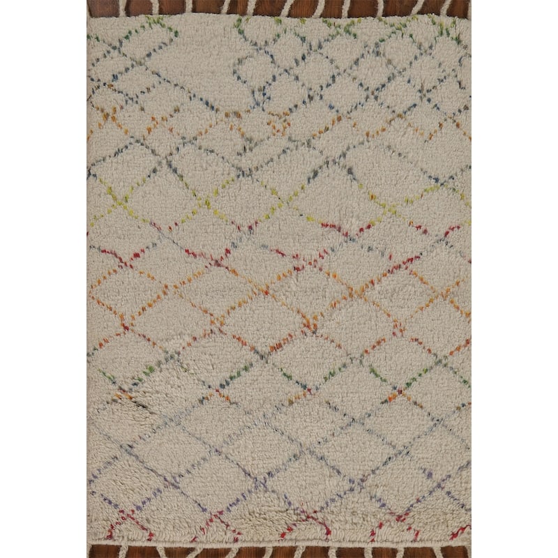 Trellis Moroccan Oriental Accent Rug Handmade Wool Carpet - 2'0"x 3'0"