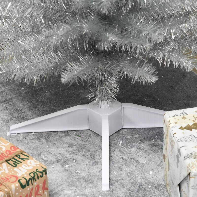 HOMCOM 7' Hinged Noble Fir Unlit Slim Christmas Tree with Stand