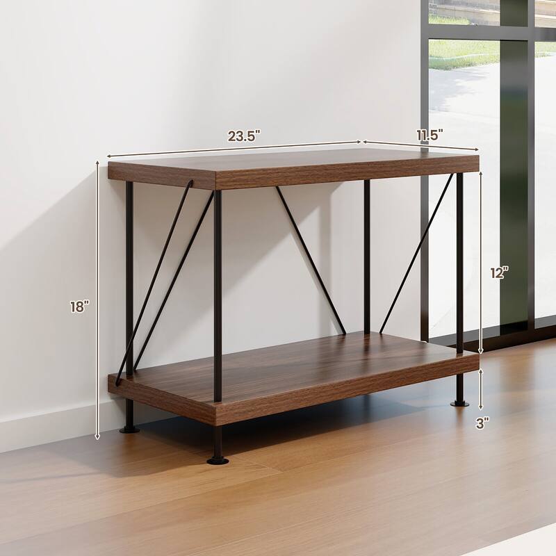 Gymax 2-Tier Multipurpose Display Rack Freestanding Bookshelf w/ Metal