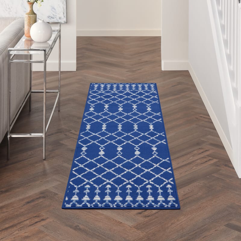 Nourison Whimsicle Moroccan Bohemian Area Rug - 2' x 8' Runner - Navy - Runner/Rectangle