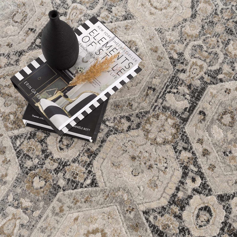 Hauteloom Bluffs Living Room, Bedroom Area Rug - Beige, Denim, Gray - 2' x 2'11"