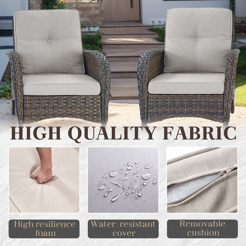 Outdoor PE Sofa Chair with Ottmans and Coffee Table