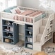 preview thumbnail 2 of 6, Solid Wood Loft Bed with Multi-Functional Storage Cabinets and Private Curtain