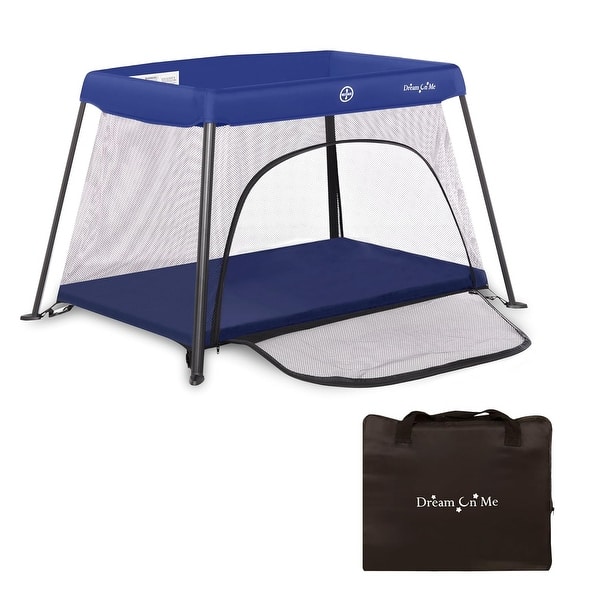 slide 2 of 18, Dream On Me Travel Light Playard with Mesh Zipper Door Navy