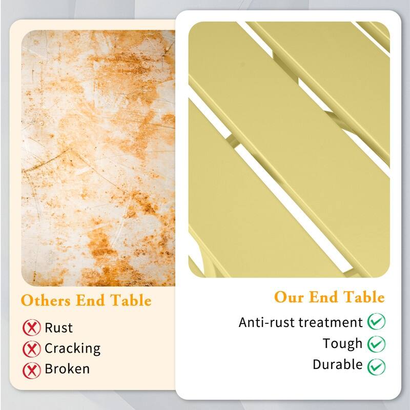 Metal Outdoor Round Side Table, Patio Coffee Bistro Table for Indoor Outdoor