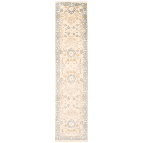 ECARPETGALLERY Hand-knotted Royal Oushak Cream Wool Rug - 2'7 x 11'11