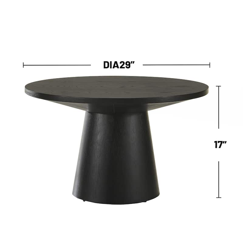 3-Piece Living Room Wooden Table Set in Ebony Black