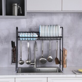 Stainless Steel Double Layer,Kitchen Storage Dish Rack Bowl ...