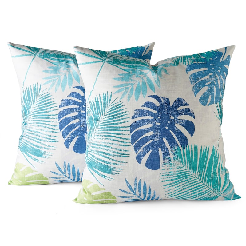 Exclusive Fabrics Printed Cotton Throw Pillow Covers 18 X 18 - Textured Decorative Pillow Covers (Set of 2)