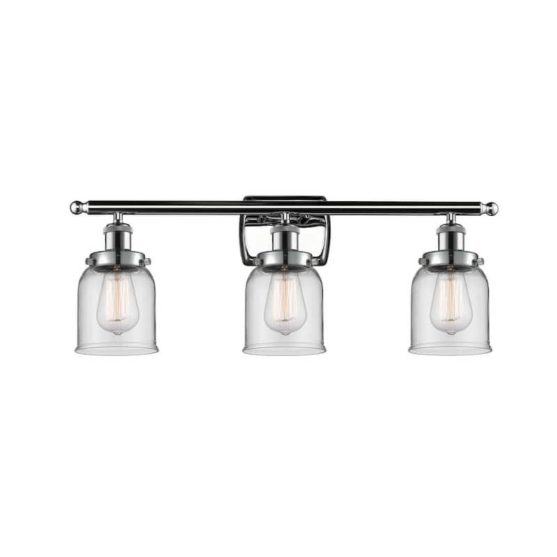 Innovations Lighting Small Bell 3 Light 26" Wide Vanity Light - Polished Chrome / Clear