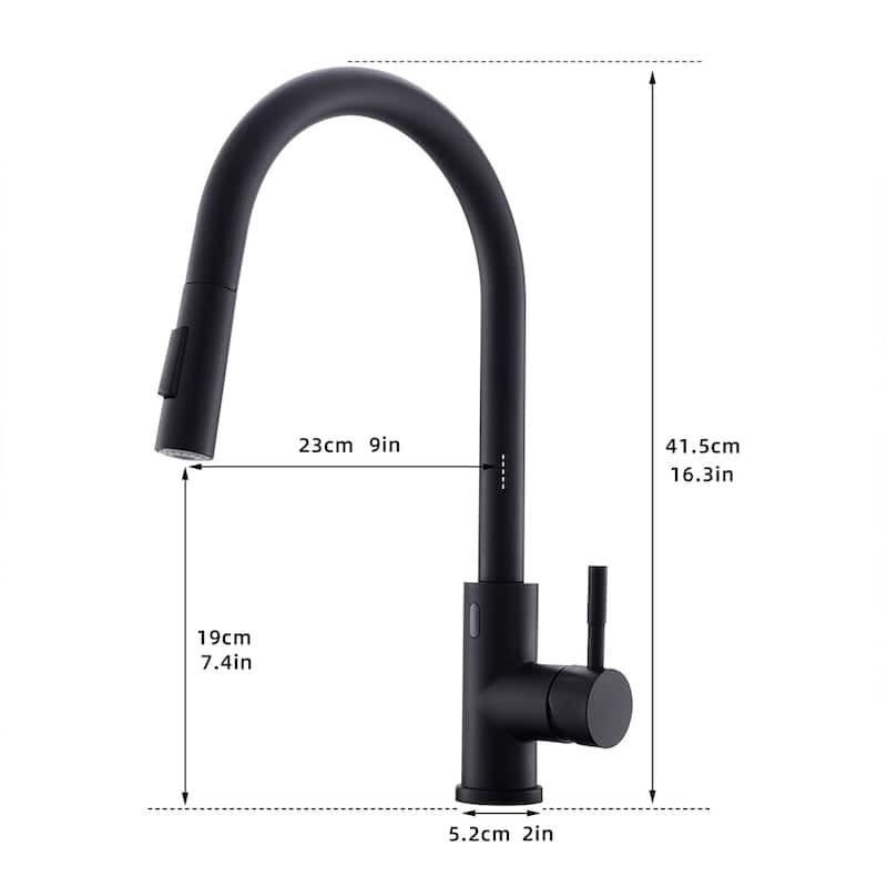 Black Pull Out Touchless Kitchen Faucet with Deck Plate
