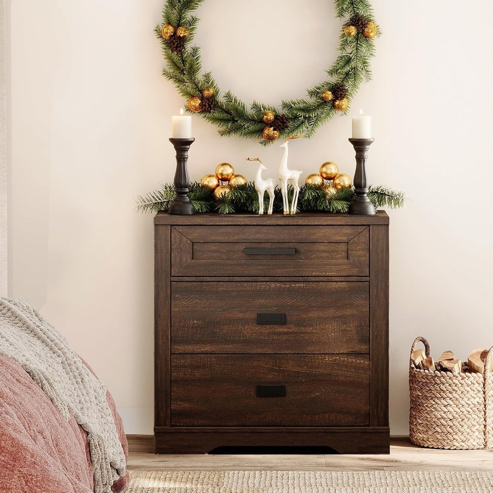 WAMPAT Mid Century Modern Dresser, 31.9" Tall Storage Cabinet with Drawers