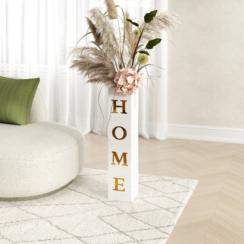 White Wood Vase HOME Letter Floor Vase