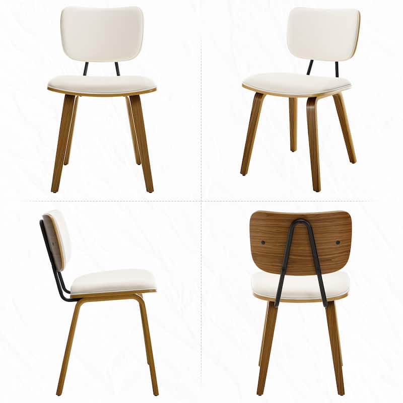 Faux Leather Upholstered Dining Chairs Set of 2/4 with Wood Legs - 32.3"H x 18.5"W x 21.8"D