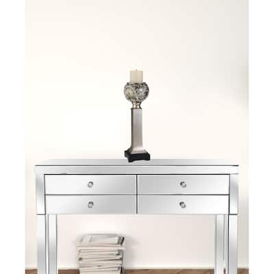 HomeRoots Set Of Two Silver Ball Tabletop Pillar Candle Holders - 8