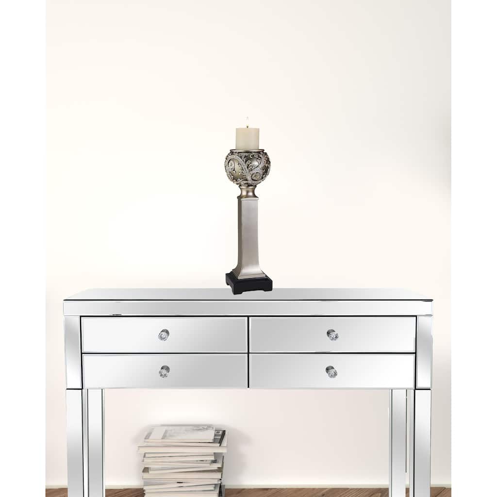 HomeRoots Set Of Two Silver Ball Tabletop Pillar Candle Holders - 8
