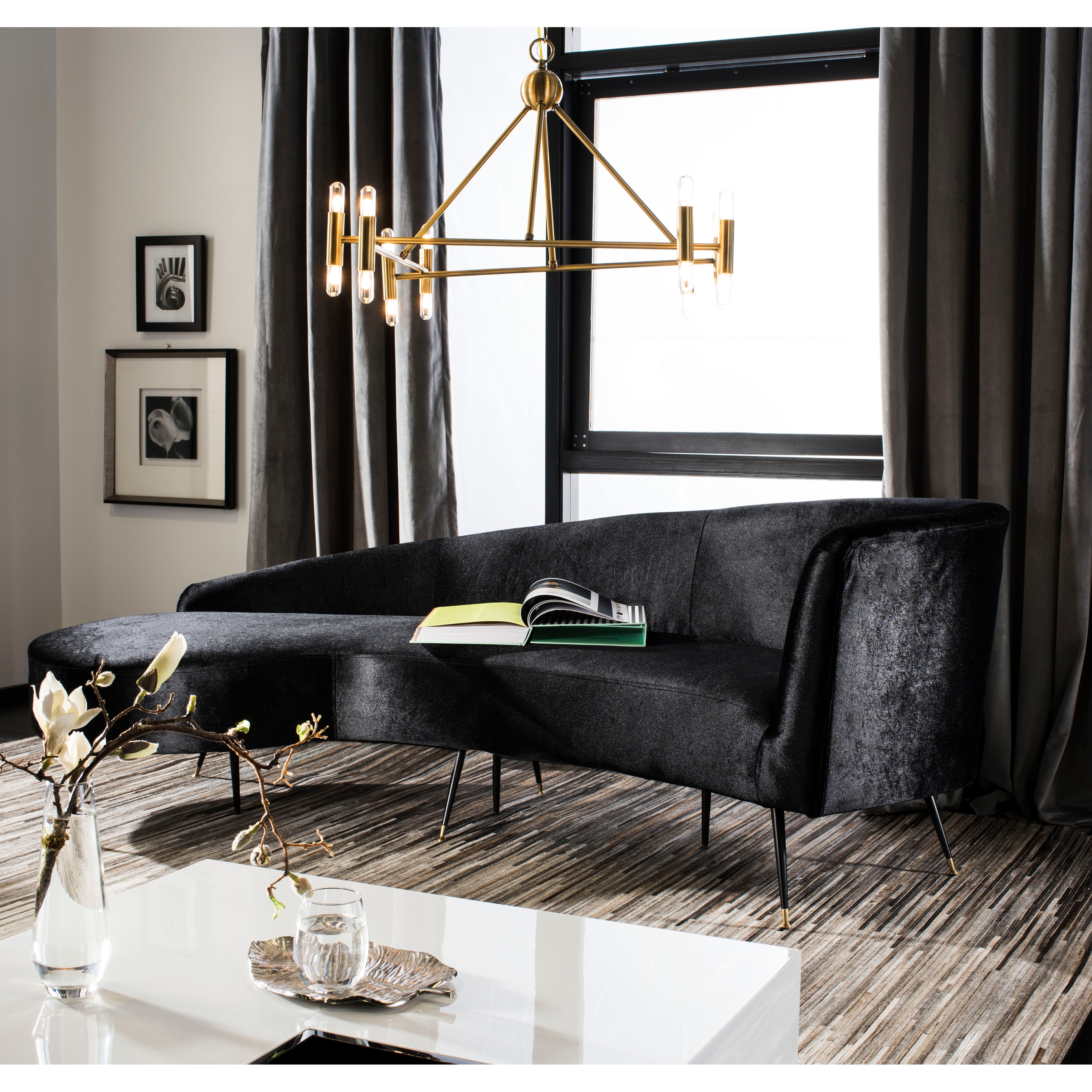 Safavieh evangeline velvet parisian top sofa