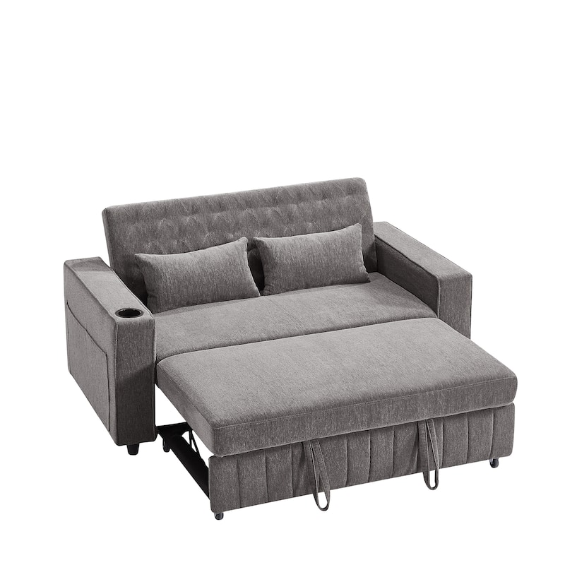Roomfitters 61.4" Pull-Out Convertible Loveseat Sofa Bed with Adjustable Backrest for Living Room