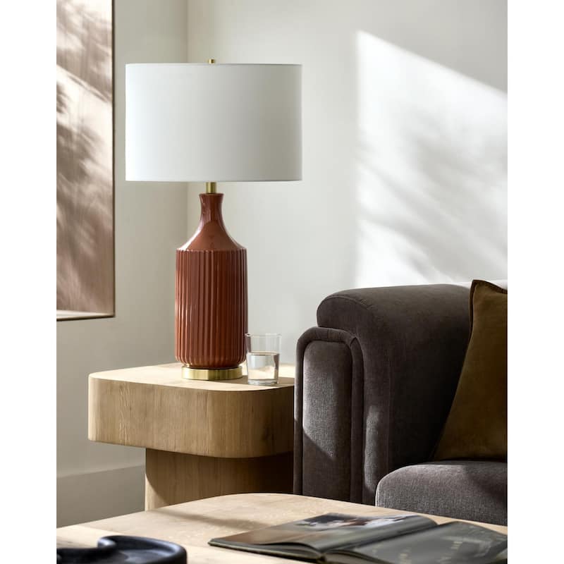 Livabliss Filaki Traditional Accent Table Lamp - 31"H x 17"W x 17"D - Brick