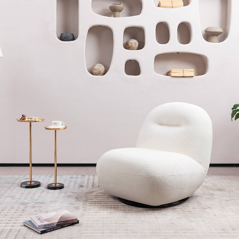 Velvet Swivel Accent Chair with Wood Frame