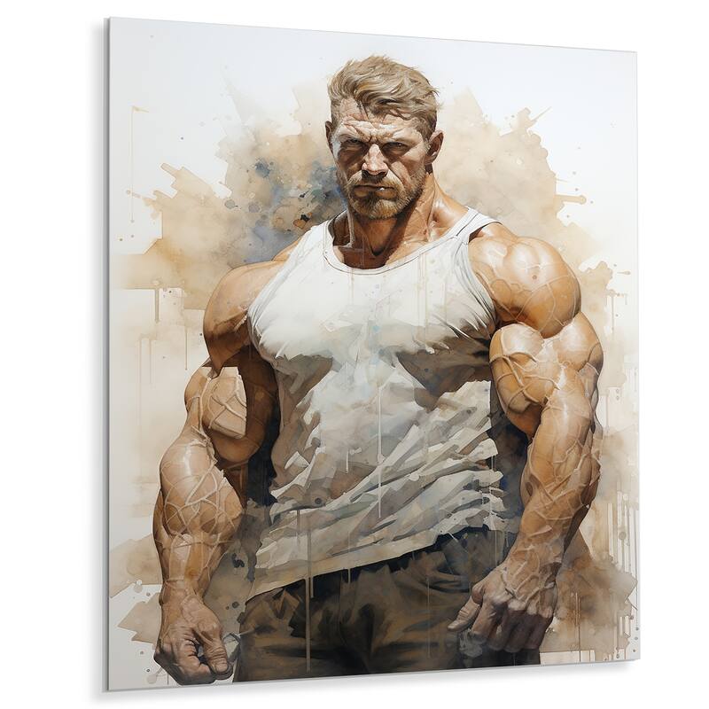 Designart "Bodybuilding Front Relaxed Pose I" Aerobic & Bodybuilding Metal Wall Decor