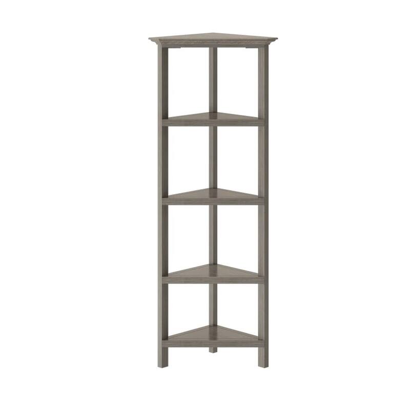 HomeRoots Gray Solid Wood Corner Bookcase