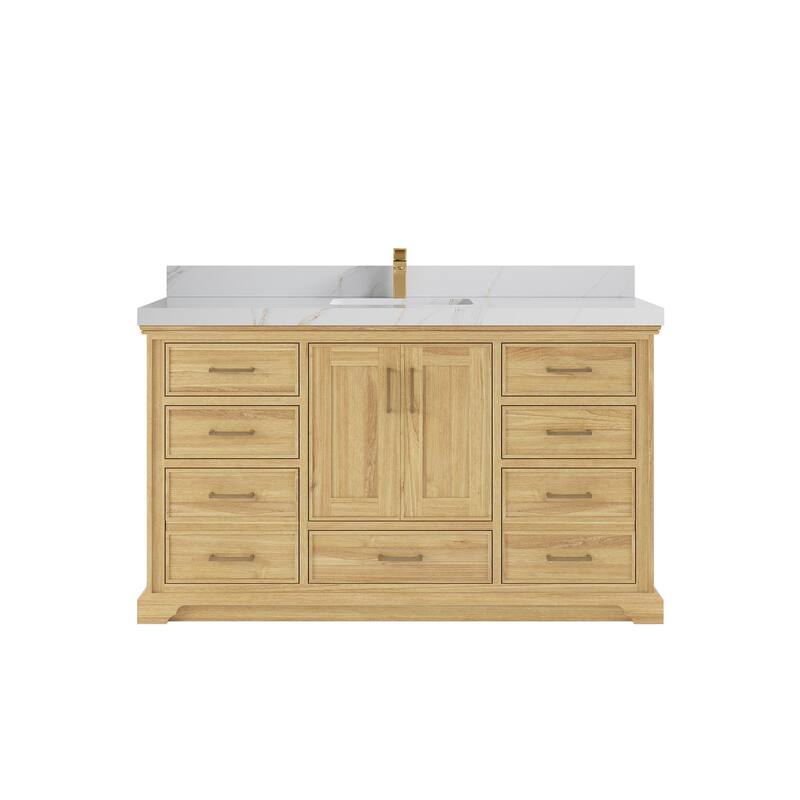 Willow Collections 60 in. W x 22 in. D Charlotte Teak Single Sink Bathroom Solid Teak Vanity with Countertop