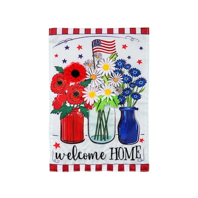 Patriotic Floral Applique Garden Flag