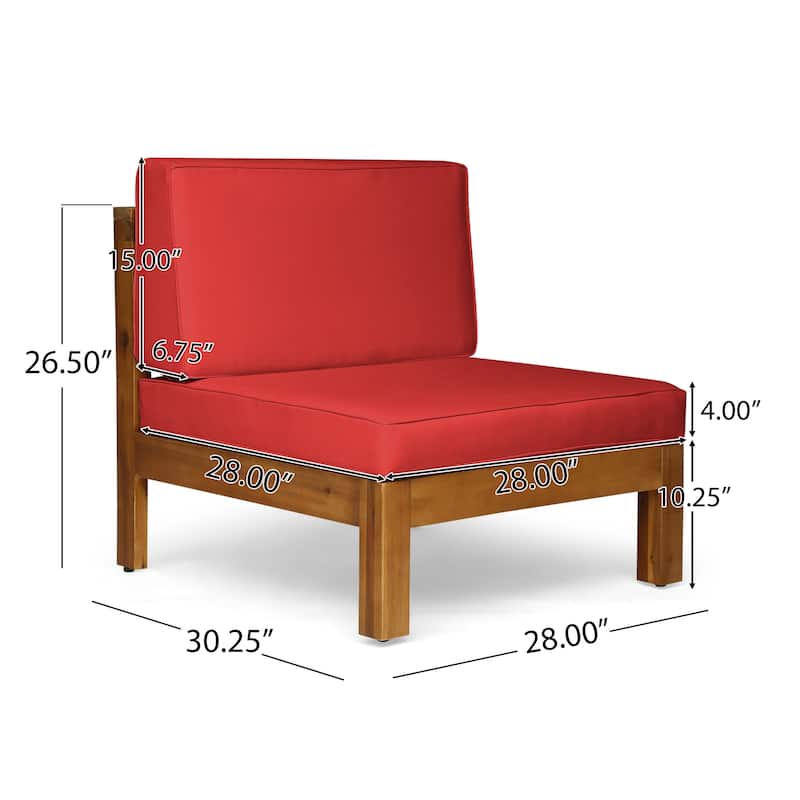 Oana Acacia Wood 3-seat Sectional Sofa with Cushions by Christopher Knight Home