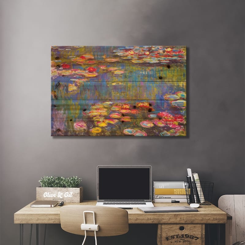 Water Lilies, 1916 Print On Wood by Claude Monet - Multi-Color
