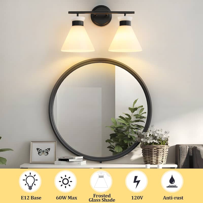 Dimmable Bathroom Vanity Light with Glass Shade