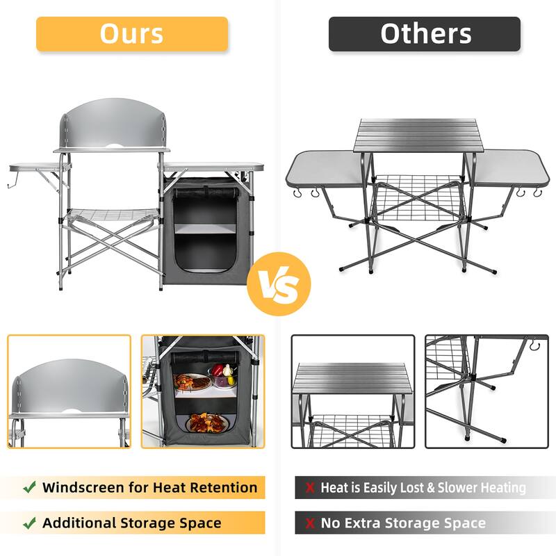 Costway Foldable Camping Table Outdoor BBQ Portable Grilling Stand