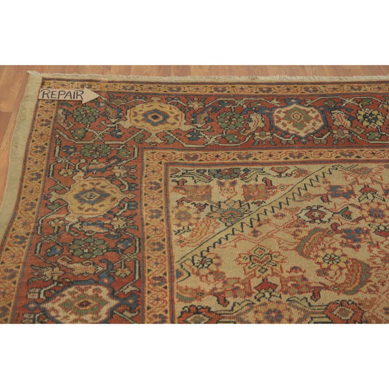 Hand Knotted Oriental 100% Wool Carpet Traditional Floral Brown Sultanabad Area Rug - 12' 5'' X 10' 9''