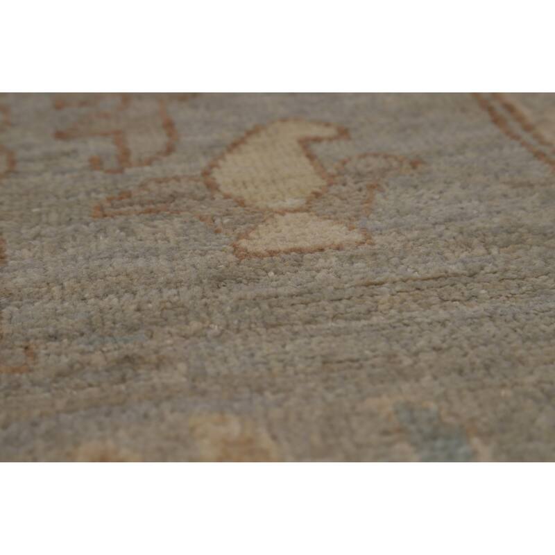 Hand Knotted Oriental 100% Wool Carpet Transitional Medallion Greys & Charcoal Oushak Area Rug - 17' 5'' X 12' 5''