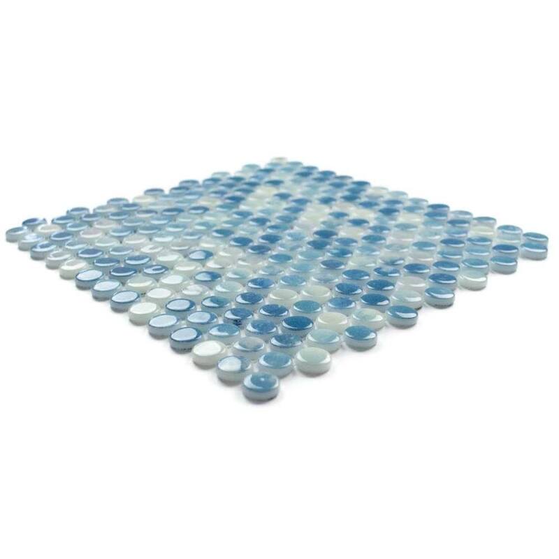 The Tile Life Eterna Penny 12x12 Bluestone Round Glass Mosaic Floor, Wall & Backsplash Tile