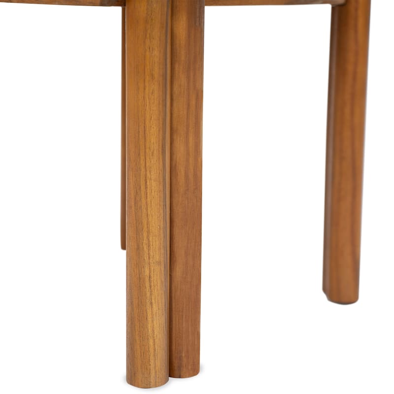 Christopher Knight Home - Joel Patio Acacia Wood Armless Dining Chair with Beige Cushion（Set of 2 ）