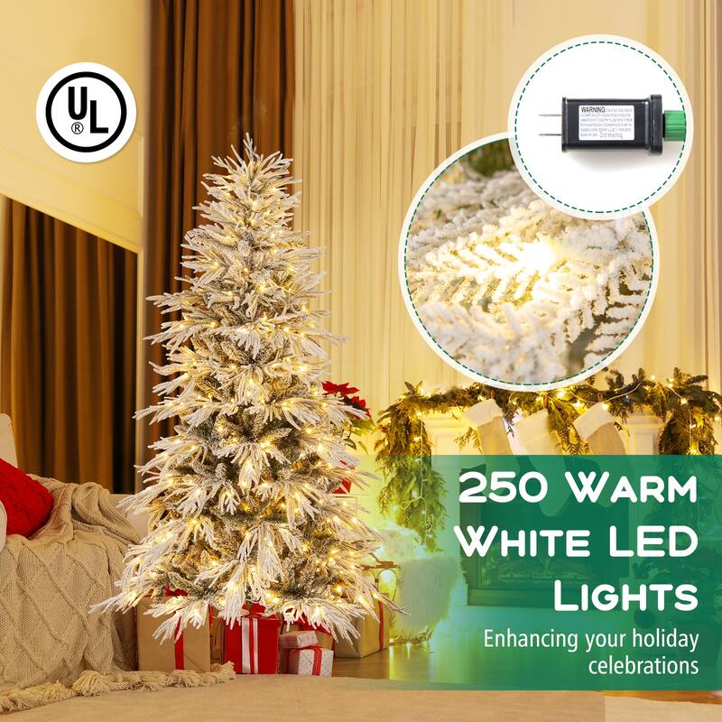 Costway 6/7/8 FT Artificial Christmas Tree with 820 PE PVC Branch Tips - Green & White - See Details
