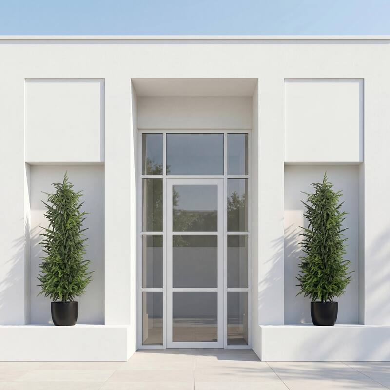 5" Artificial Real Touch Pine Tree in Black Plastic Pot, 2pc/set