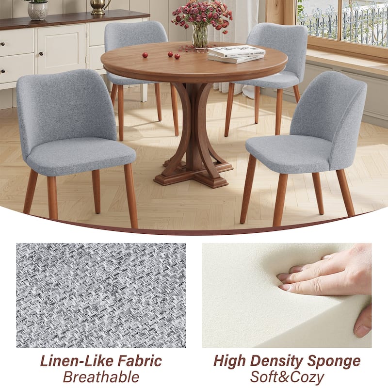 Modern Upholstered Dining Chairs with Padded Seat and Wood Legs
