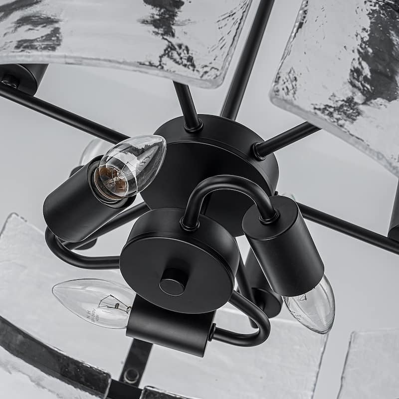 Dimmable Large Drum Glass Chandelier for Dining Room High Ceiling Living Room