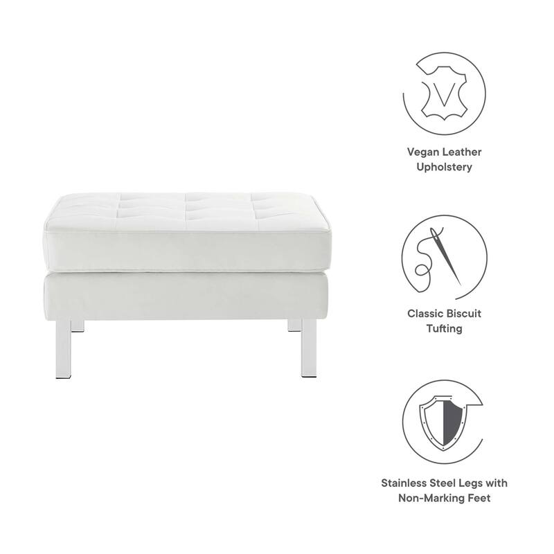 Loft Tufted Vegan Leather Ottoman