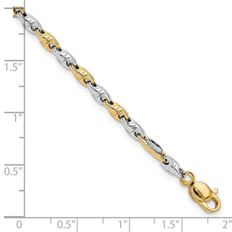 Curata 14k Two tone Gold Polished Fancy Link Bracelet 7.5 Inch