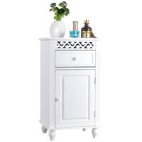 Gymax Storage Floor Cabinet Bathroom Organizer Floor Cabinet Drawer Kitchen White