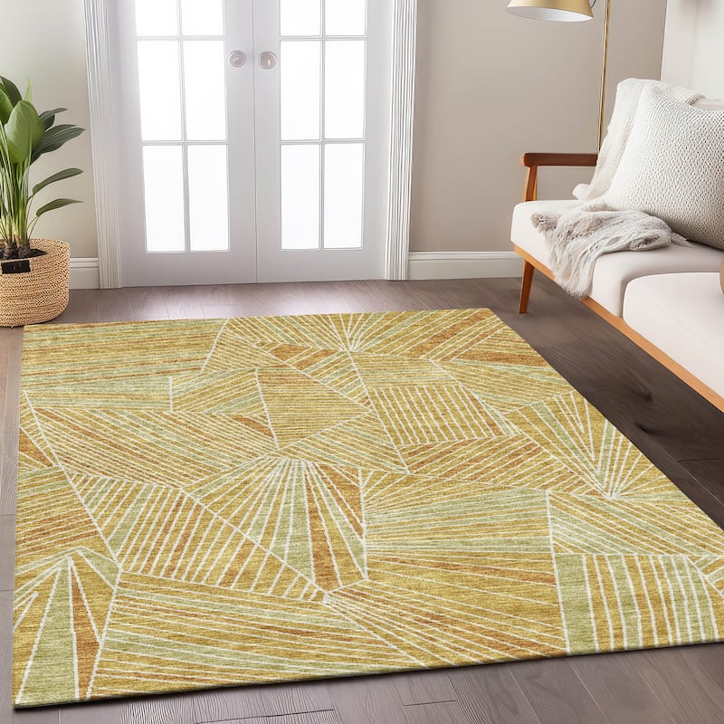 Machine Washable Indoor/ Outdoor Chantille Modern Mosaic Rug