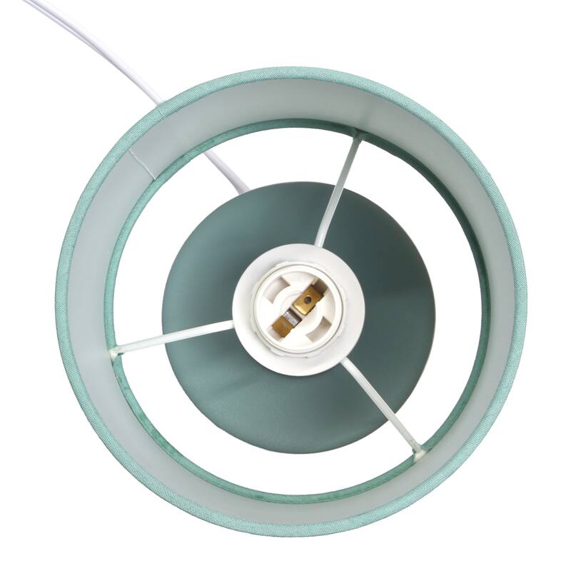 Floral Textured Ceramic Table Lamp with Drum Shade - 10" - Seafoam Green