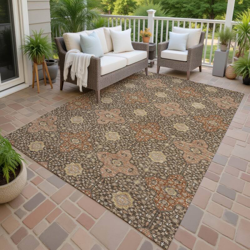 Machine Washable Indoor/ Outdoor Traditional Columbus Chantille Rug - Chocolate - 3' x 5'