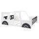 preview thumbnail 7 of 6, White Twin Size Pine Wood Car-Shaped Platform Bed with Doors, Windows, and Decorative Wheels