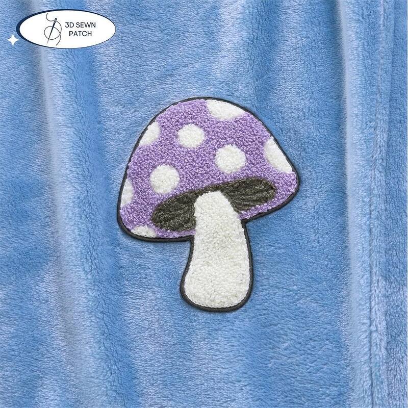 Aeropostale 50"x70" Luxurious Blue Soft Plush Oversized Throw Blanket with Decorative Mushroom Patch