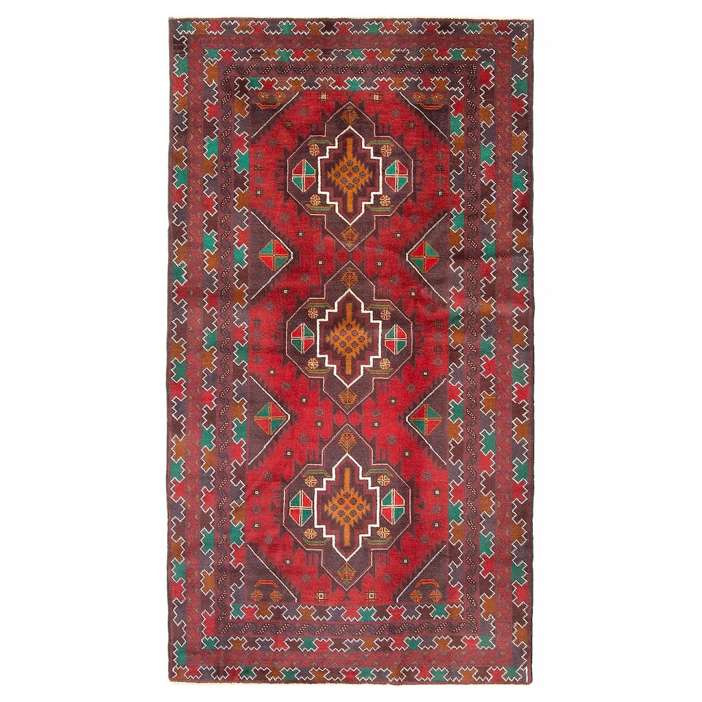 ECARPETGALLERY Hand-knotted Teimani Red Wool Rug - 3'8 x 6'8