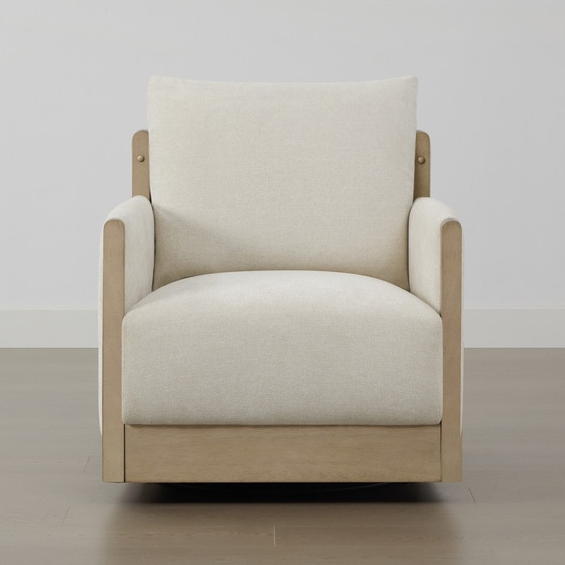 Carina Upholstered Swivel Accent Barrel Chair with Wood Frame